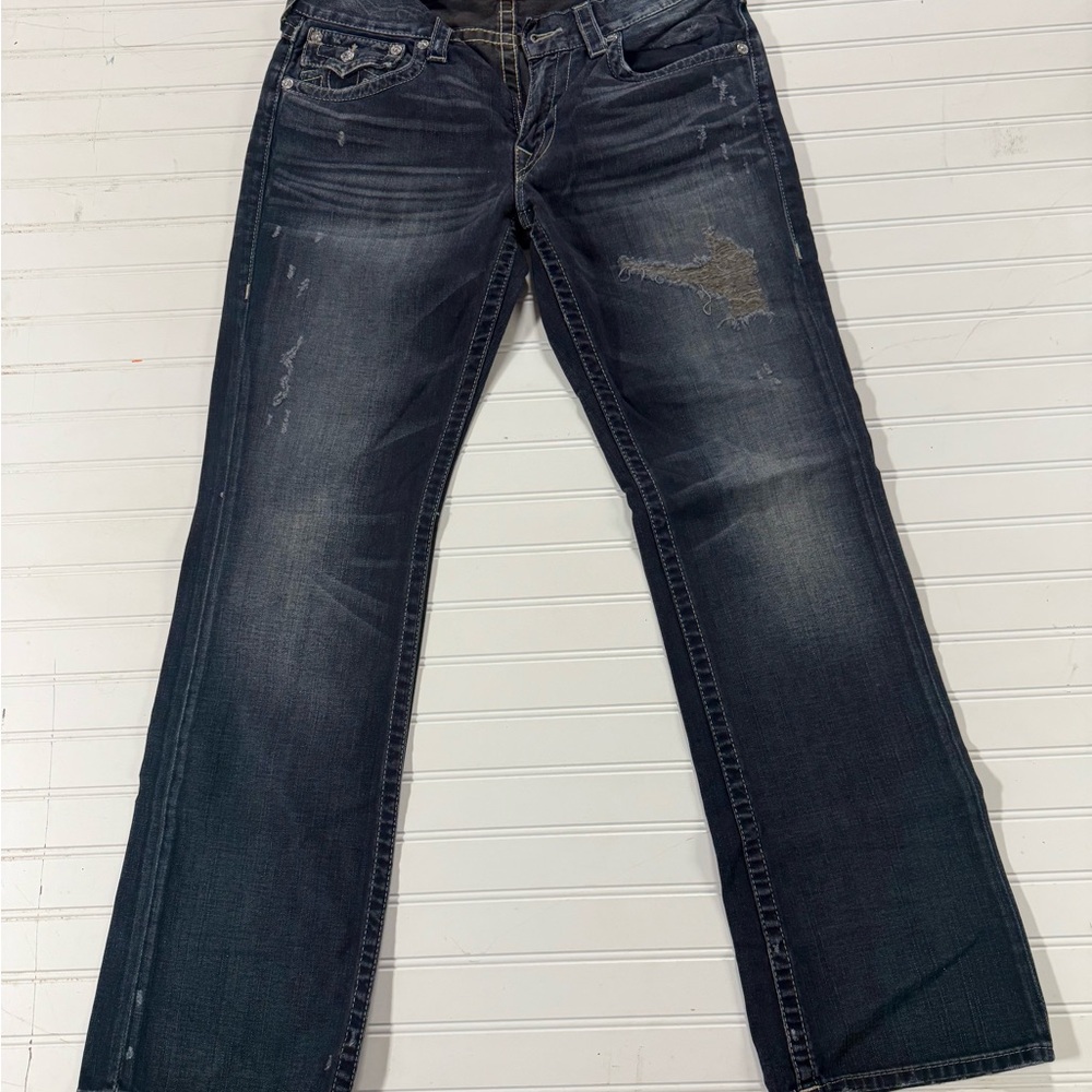 True Religion Men's Straight Jeans in Dark Blue